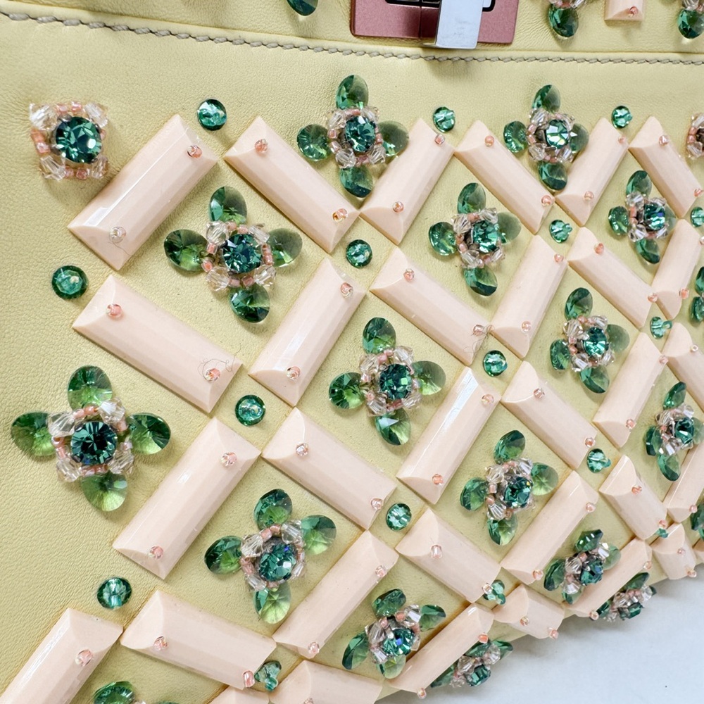 NIB**Fendi Embellished Mini Yellow Peekaboo Runway Collection Bag - Picture 6 of 11